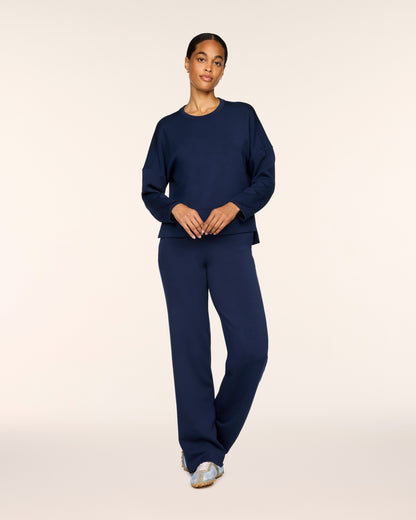 Airessentials Crewneck Long Sleeve Top Timeless Navy - SPANX