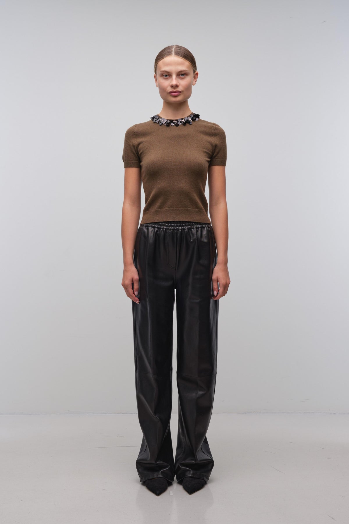 Sophie Knit Top Dark Ochre Black - Simkhai