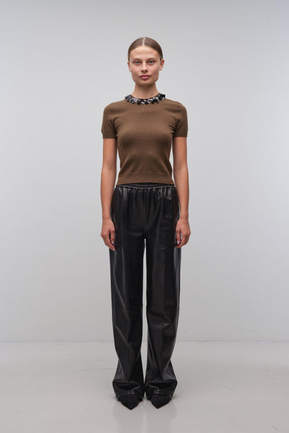Sophie Knit Top Dark Ochre Black - Simkhai