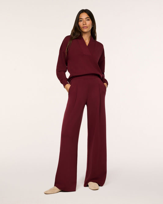 Airessentials Pleated Wide Leg Pant Vino - SPANX