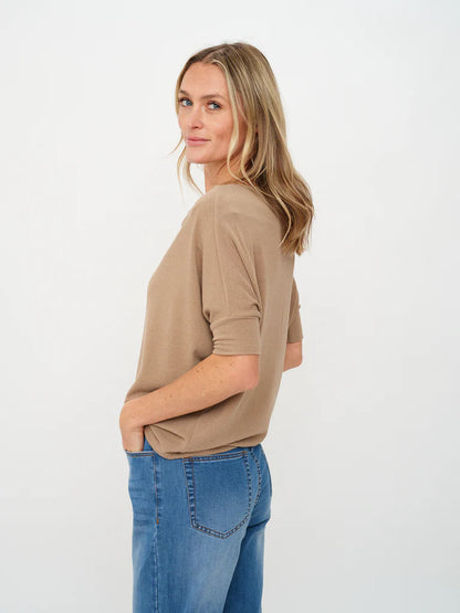 The Short Sleeve Anywhere Top Truffle - Six Fifty Clothing