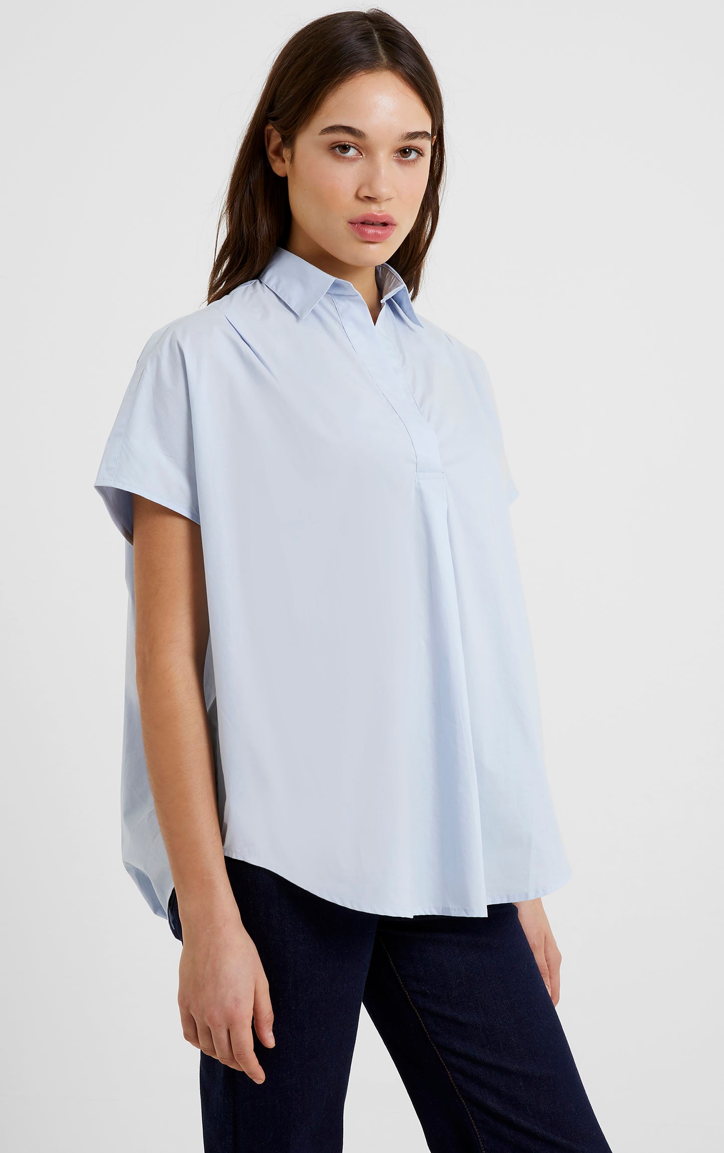 Cele Rhodes Short Sleeve Popover Shirt Chalky Sky Blue - French Connection