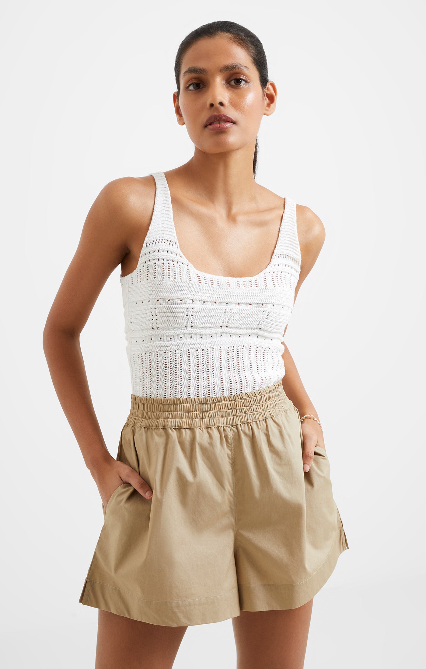 Nellis Cotton Crochet Top Summer White - French Connection