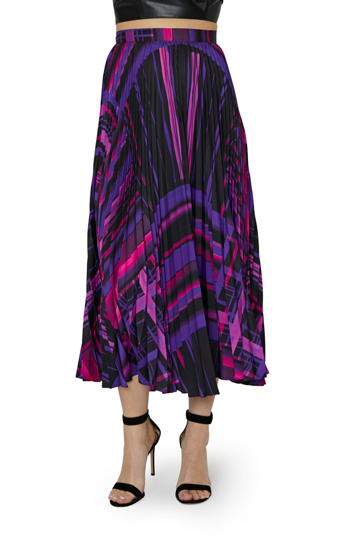 Otha Patchwork Plaid Skirt Purple Multi - Milly