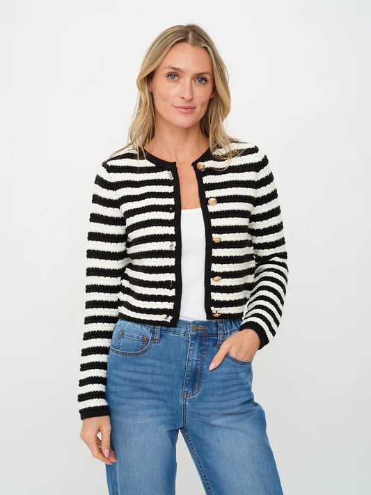 Hannah Cardigan Black/White - Six Fifty Clothing