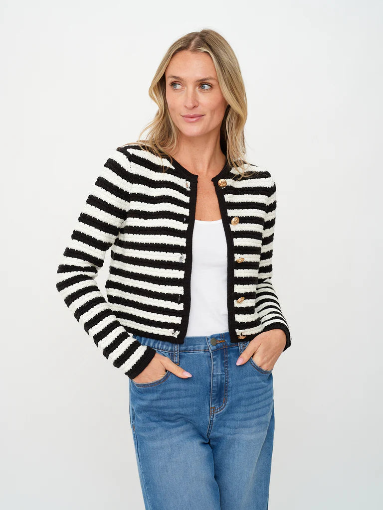 Hannah Cardigan Black/White - Six Fifty Clothing