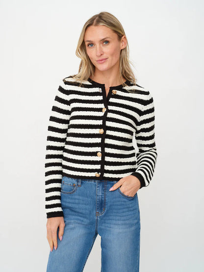 Hannah Cardigan Black/White - Six Fifty Clothing