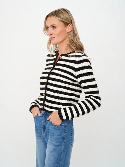 Hannah Cardigan Black/White - Six Fifty Clothing