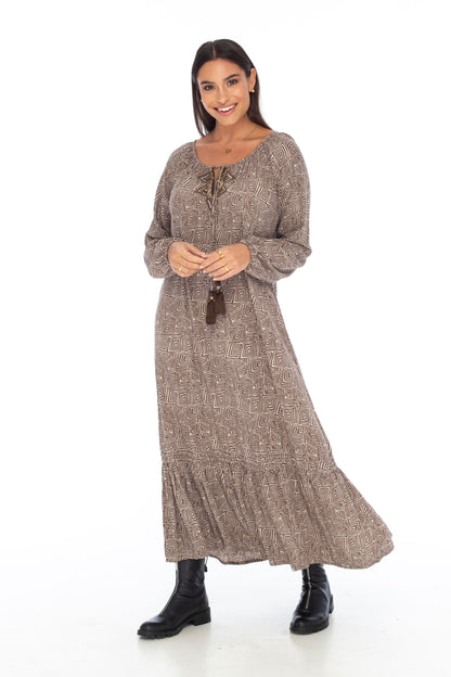 Namibia Winter Bali Long Dress Chocolate - Skemo