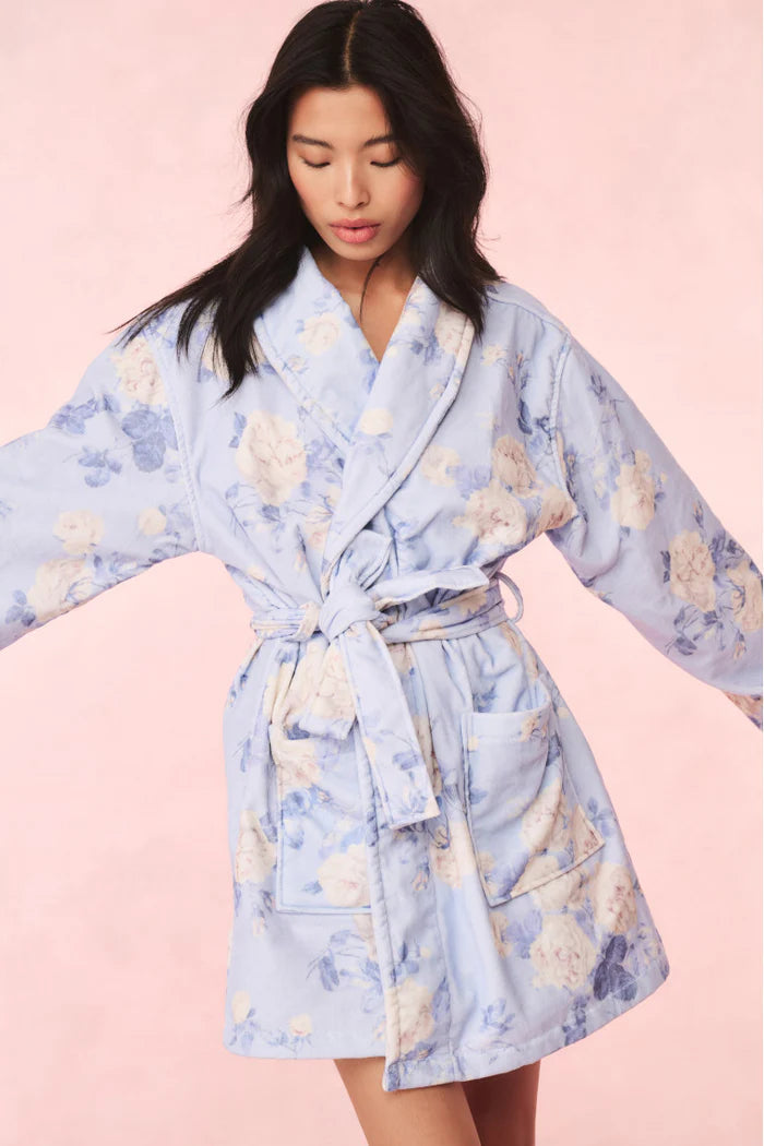 Indie Cotton Bath Robe Whisper Blue - LoveShackFancy