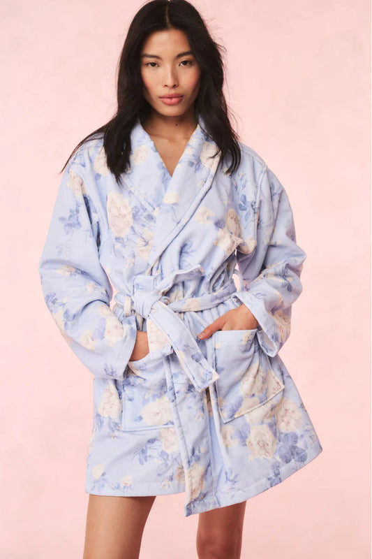 Indie Cotton Bath Robe Whisper Blue - LoveShackFancy