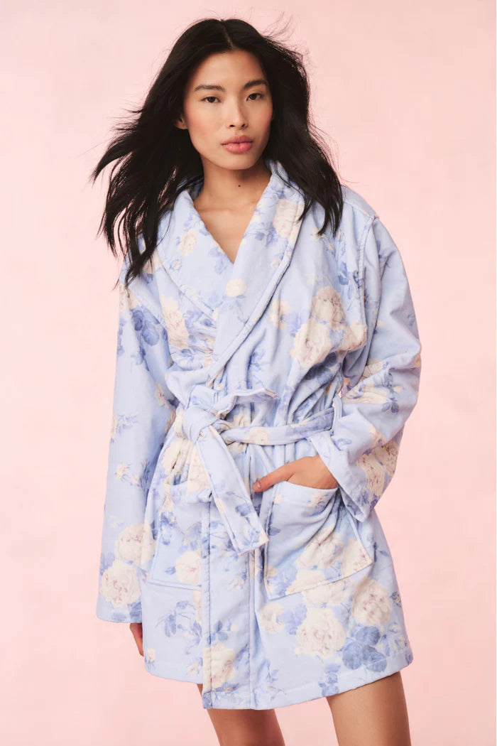 Indie Cotton Bath Robe Whisper Blue - LoveShackFancy