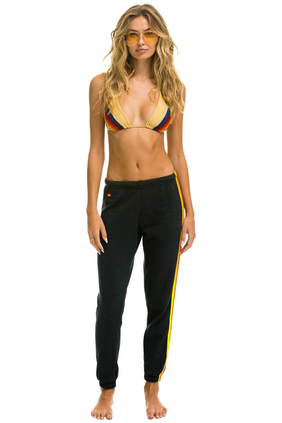 5 Stripe Womens Sweatpants Charcoal - Aviator Nation