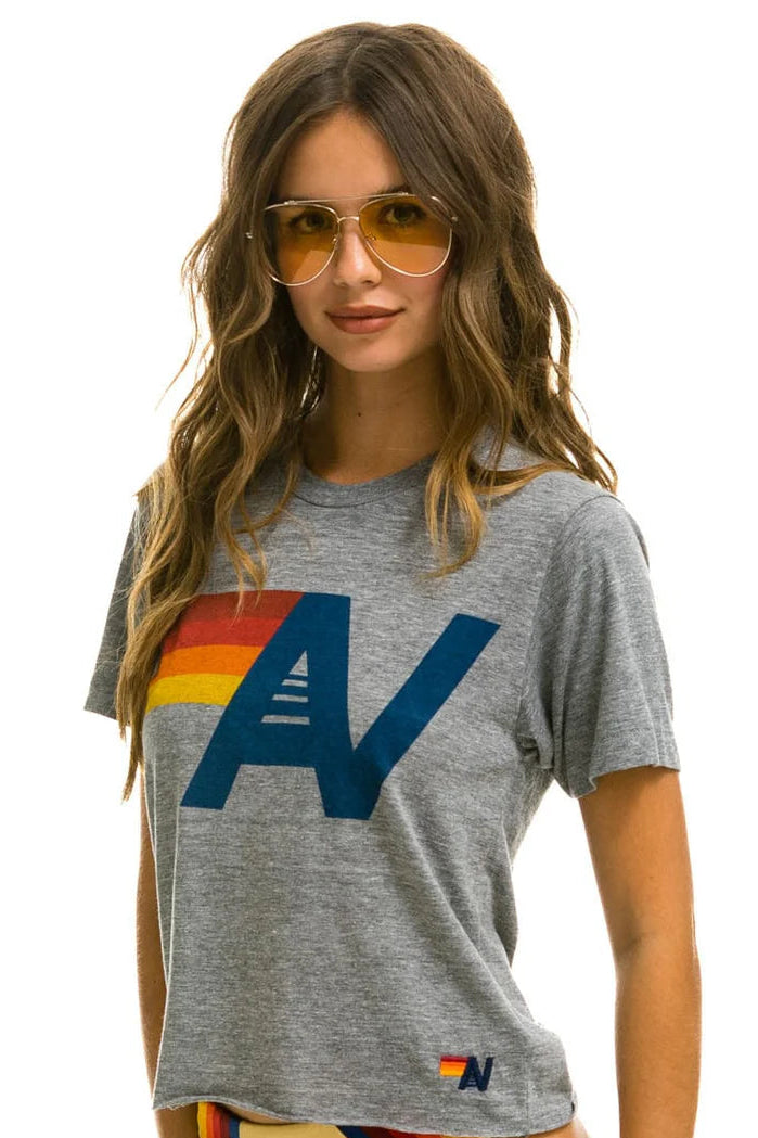 Logo Boyfriend Tee Heather Grey - Aviator Nation