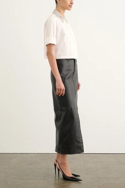 Zadie Combo Cropped Button-Down Shirt Optic - Toccin