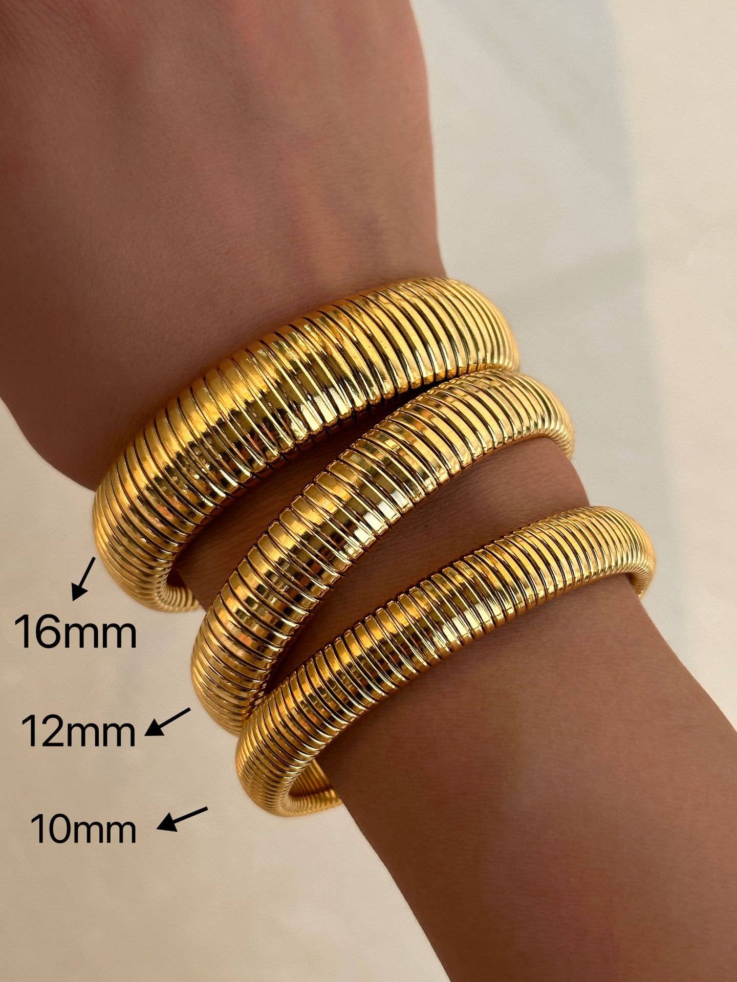 18K Gold Plated Bangle Bracelet 10mm - Jackie Z Style Co