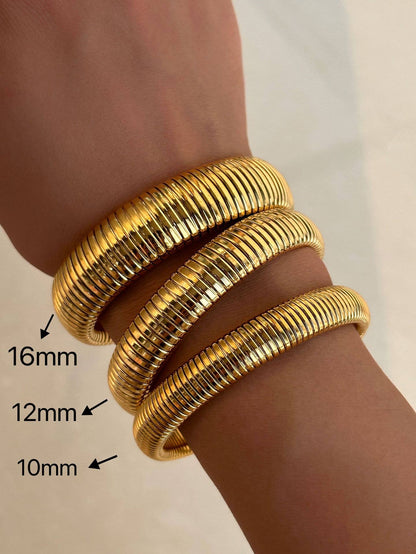 18K Gold Plated Bangle Bracelet 16mm - Jackie Z Style Co