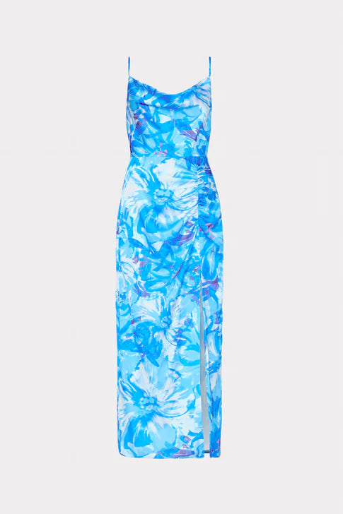 Liliana Brushstroke Floral Dress Blue Multi - Milly