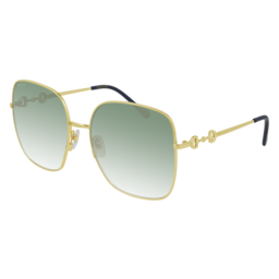 Square Metal Sunglasses Gold Green 