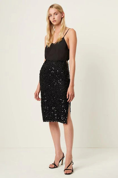 French connection shop black sequin skirt