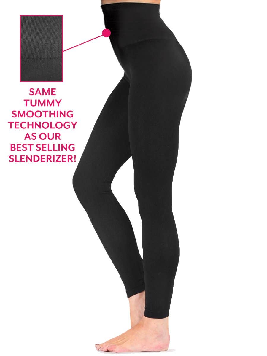 Tummy Smoothing Matte Micro Rib Legging Black - Tees By Tina