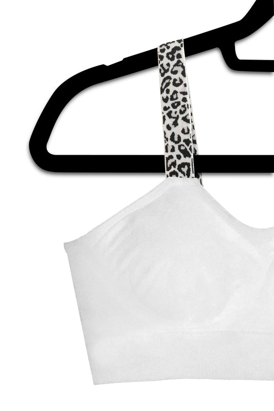 White Bra Black & White Cheetah - Strap-Its