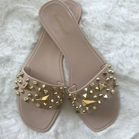 Brighter Studded One Band Jelly Sandals Nude Jelly - Bamboo