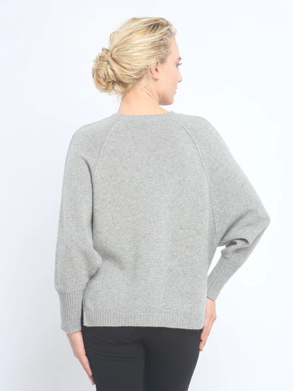 Zoe Couture Batwing Pocket V Neck In Cashmere