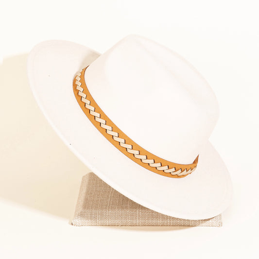 Braided Faux Leather Strap Fedora Fashion Hat - Jackie Z Style Co