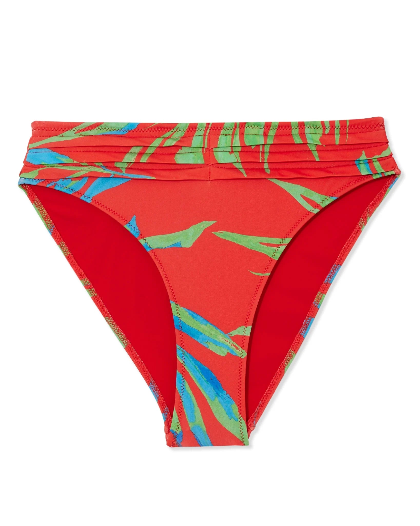 Ramy Brook Printed Ivo High Rise Bikini Bottom Red Leaf 