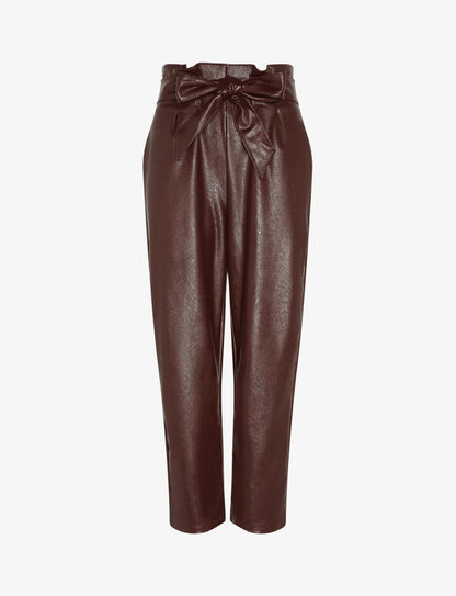 Faux Leather Paperbag Pants Oxblood - Commando