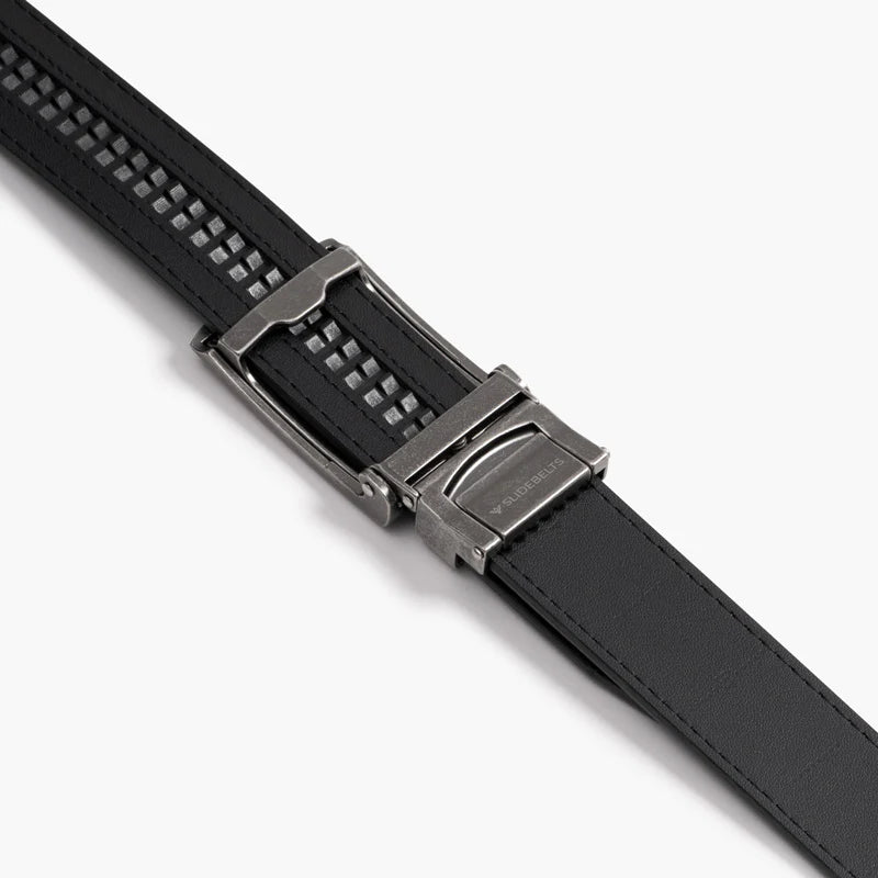 Slidebelts - Classic Black Strap with Graphite Buckle