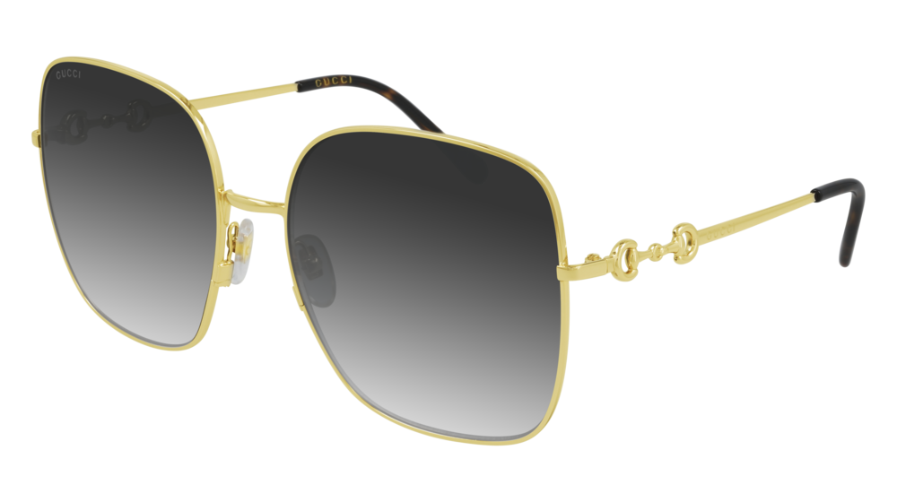 Gold Grey Gradient Rectangle Sunglasses - Gucci