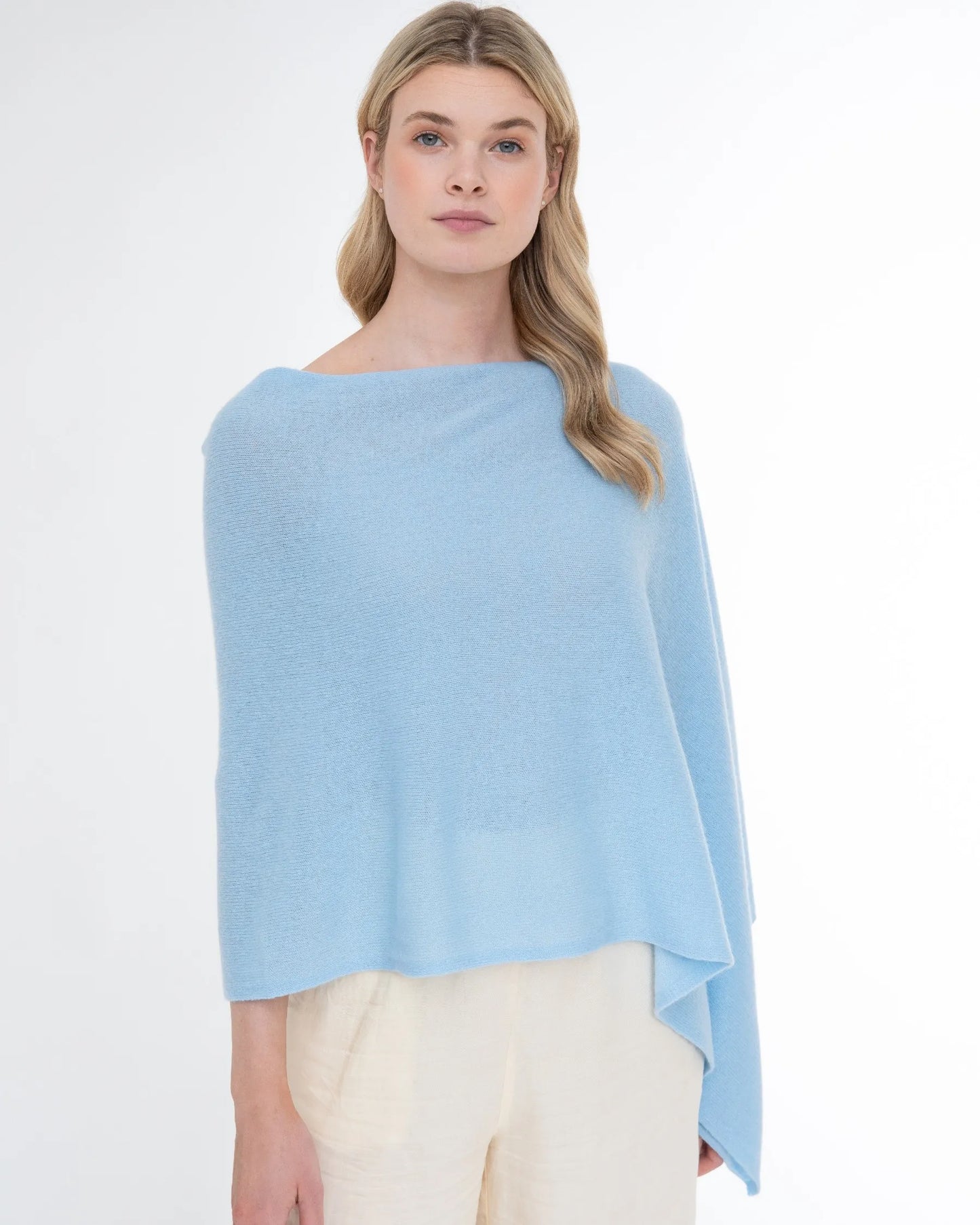 Jackie Z Cashmere Poncho In Skyline