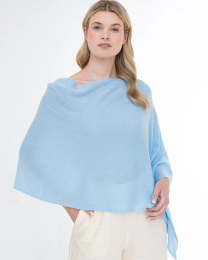 Jackie Z Cashmere Poncho In Skyline