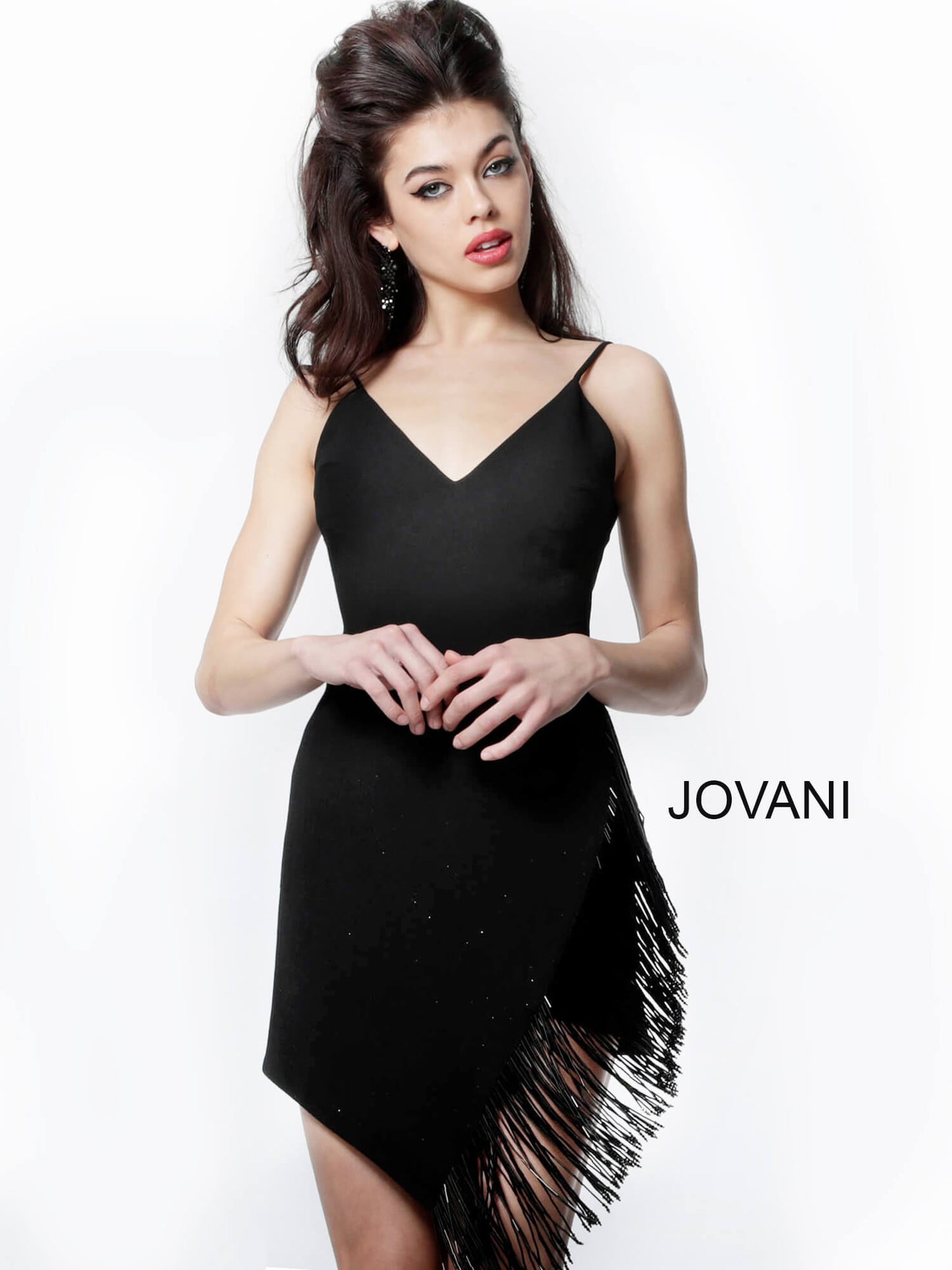 Jovani - Fringe Cocktail Dress
