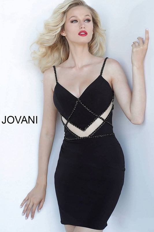Jovani - Sheer Waist Cocktail Dress