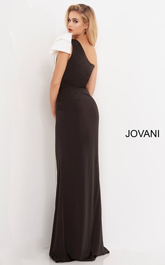 Jovani - One Shoulder Bow Evening Dress