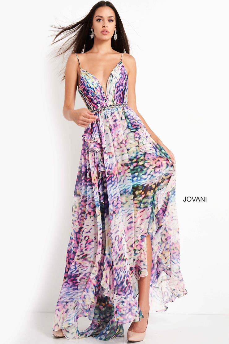 Jovani Print Plugging V Neck Dress