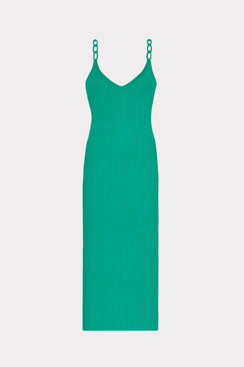 Milly - Knit Chain Strap Midi Dress Emerald