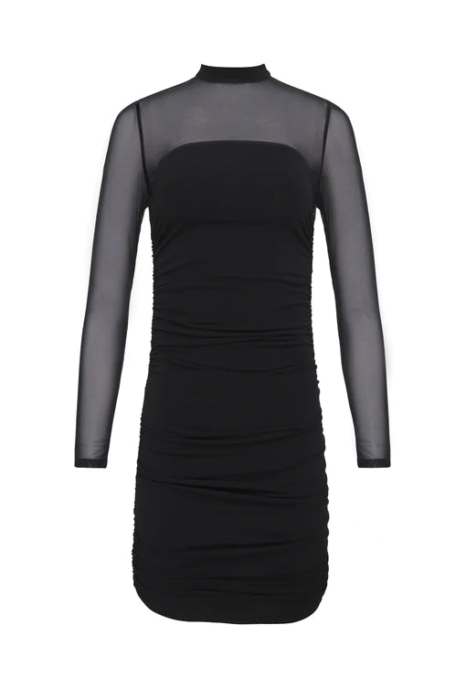 Mesh Panel Dress Black - Lanston