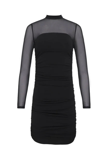 Mesh Panel Dress Black - Lanston