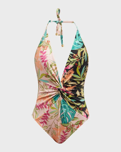 Tropicalia Plunge Halterneck Swimsuit - PatBO