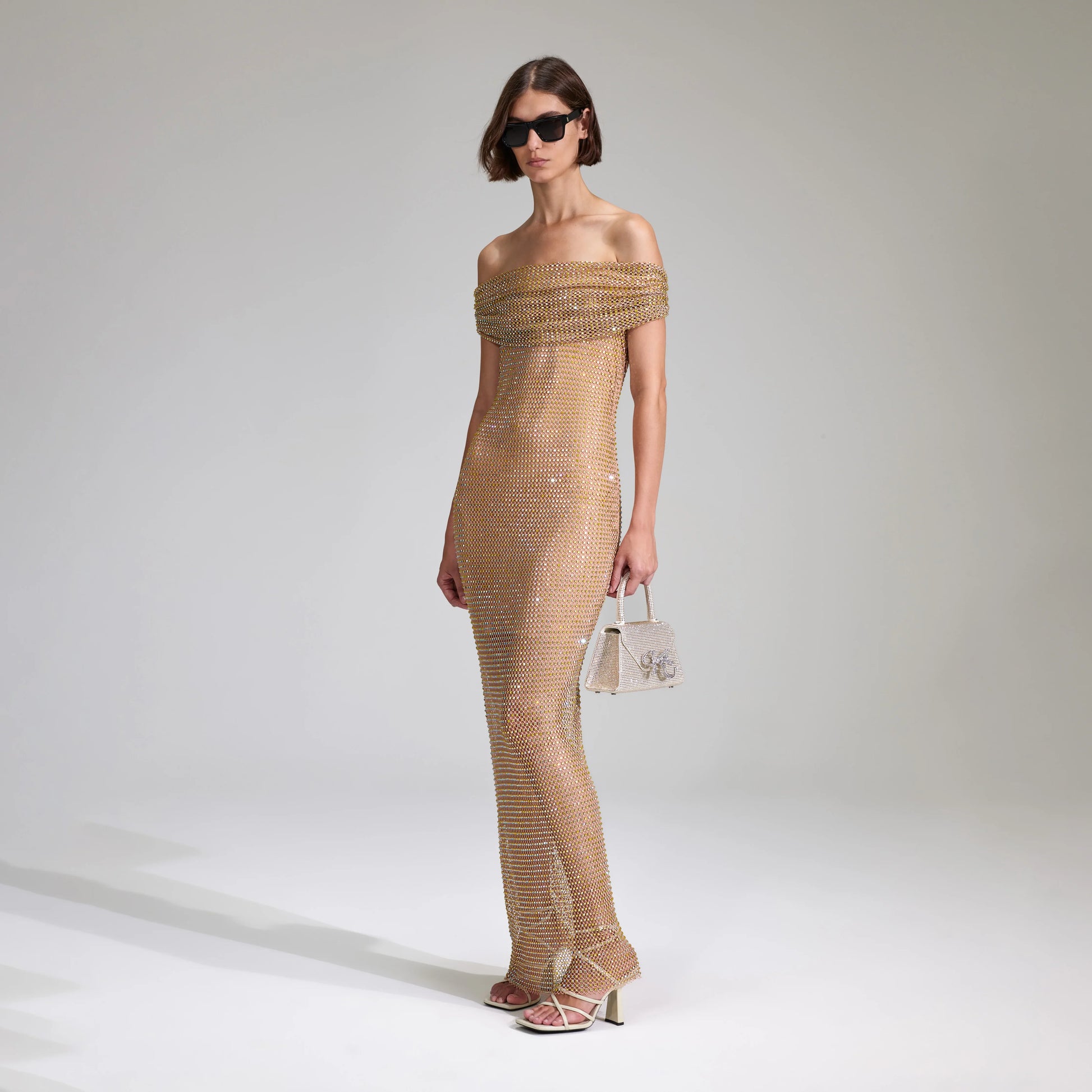 tan off shoulder dress Eliya Off Shoulder Midi Dress