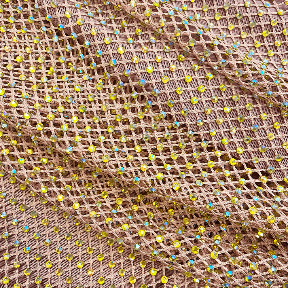 tan rhinestone off shoulder fishnet maxi dress Rhinestone Dress Self Portrait Gold Dress Self-Portrait Tan Rhinestone Off Shoulder Fishnet Maxi Dress