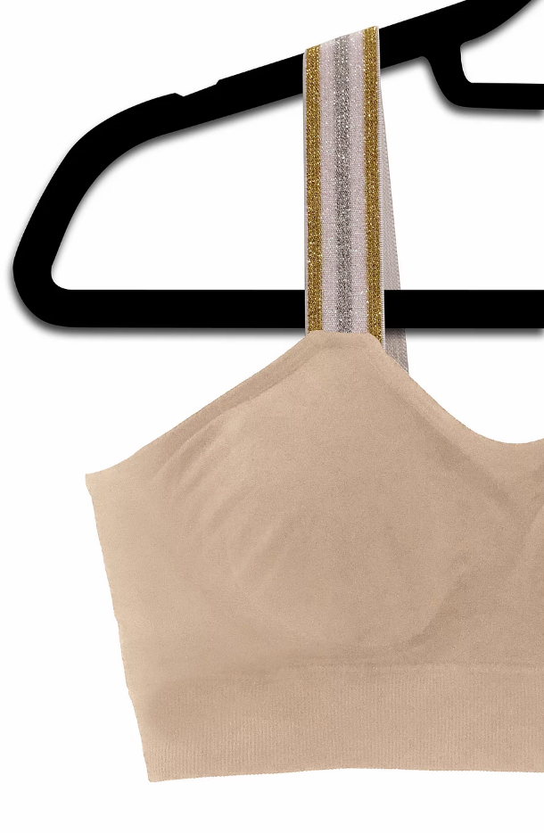 Nude Bra With Shimmer Straps - Strap-Its