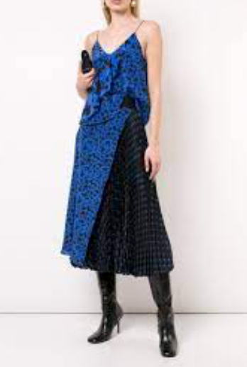 Lilia Pleated Skirt Blue Print - Alice + Olivia