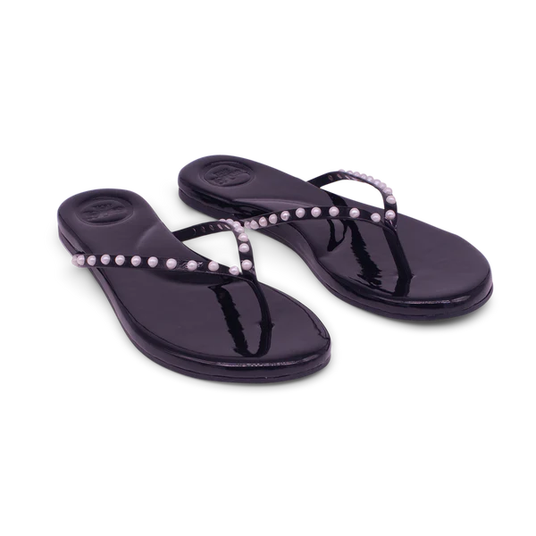 Solei Indie Black Patent with White Pearl Sandal