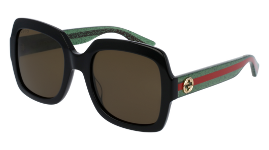 Black Green Nylon Rectangle Square Sunglasses - Gucci