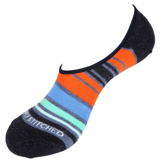 Mid Stripe No Show Socks - Unsimply Stitched